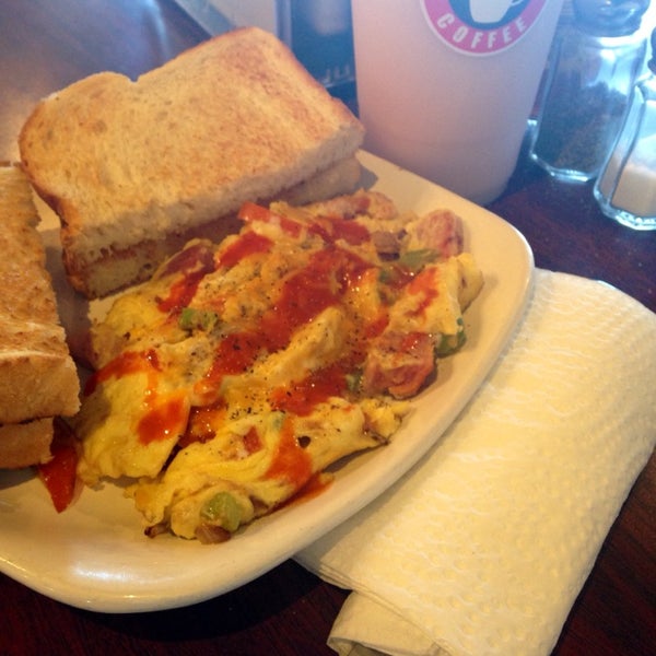 So glad I was able to grab breakfast this late-- Denver  Omelette & Strawberry.Lime Italian Cream Soda!!! Very tasty sourdough bread as well.. Overall great impromptu decision to stop by!!