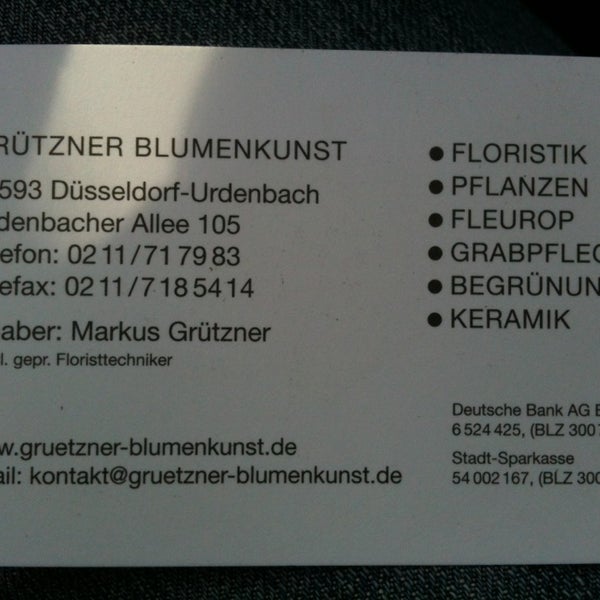 Blumenkunst Grutzner Flower Shop In Dusseldorf