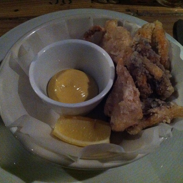 Calamari fritto is a good serving size and mayo is so light and buttery