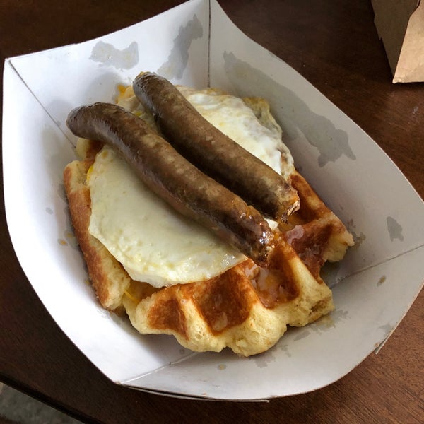 The sausage and waffles are amazing, especially with lamb.