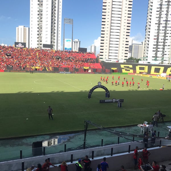 Photo taken at Estádio Adelmar da Costa Carvalho (Ilha do Retiro) by Bruno M. on 4/7/2019