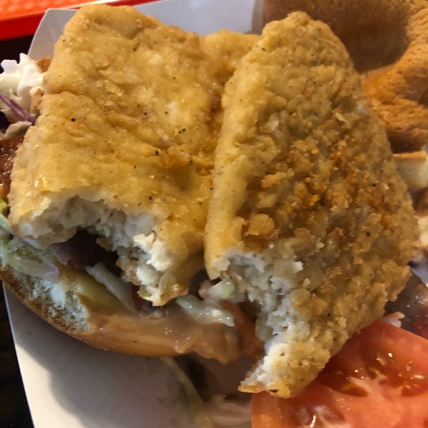 Avoid the chicken - two pieces of deep fried frozen processed meat-like substance. Chew really hard & take your time swallowing. Barely edible & way overpriced! Stick with the red meat burgers.
