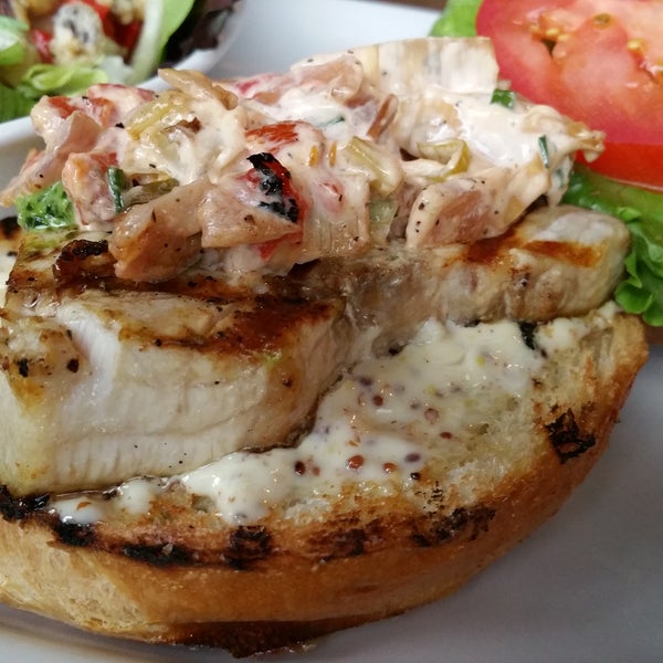 Swordfish sandwich is delicious. For a buck extra, substitute the Candy house salad for fries.