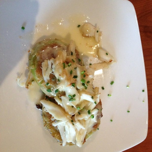 Fried green tomatoes with crab