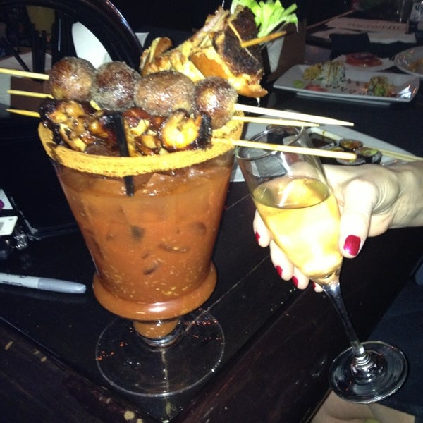 Sunday Mary's Bloody Mother. Freakin huge Bloody Mary with a full meal on top.