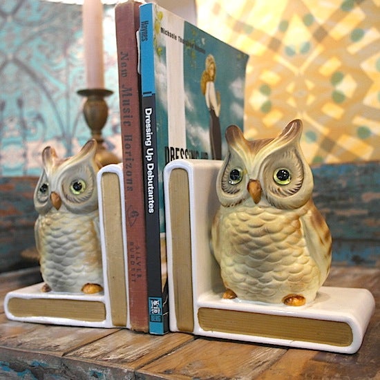 Vintage owl bookends.