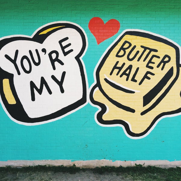 7/3/2016 tarihinde Heather M.ziyaretçi tarafından You&#39;re My Butter Half (2013) mural by John Rockwell and the Creative Suitcase team'de çekilen fotoğraf