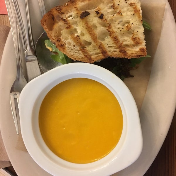 Looks nice, but they don't know their math. How come 1/2 of the $12.5 sandwich ($6.25) and a cup of $5 soup become $13 lunch +tax +tips? Shouldn't a combo be a better choice for the same price?