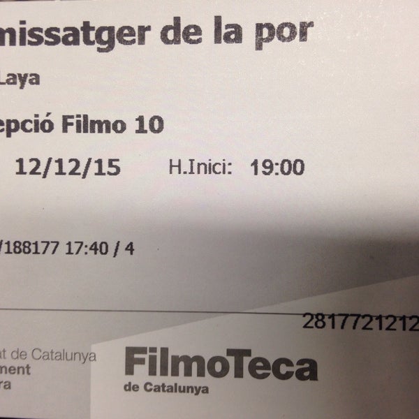 Снимок сделан в Filmoteca de Catalunya пользователем Andrés A. 12/12/2015