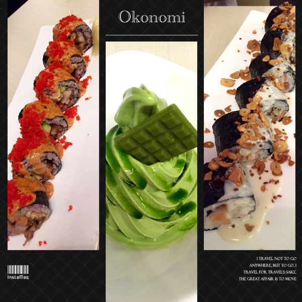 What an interesting concept! Customised 4 types of sushi roll and they all turned out delicious! Okonomi did not scrimp on their ingredients. 👍 Matcha soft serve was good too.
