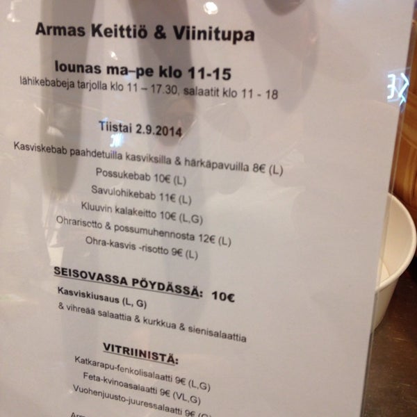 รูปภาพถ่ายที่ Armas Keittiö &amp; Viinitupa โดย Esa R. เมื่อ 9/2/2014