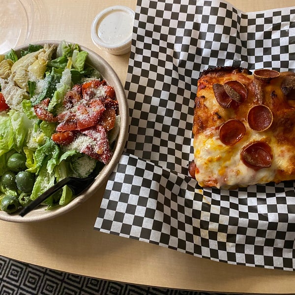 The house salad was very yummy.  I enjoyed the thick Detroit pizza too