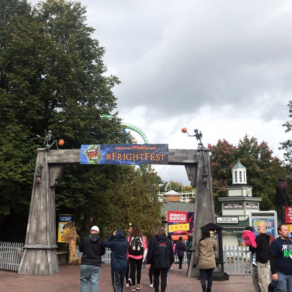 Photo taken at Six Flags New England by Jesika M. on 10/13/2018