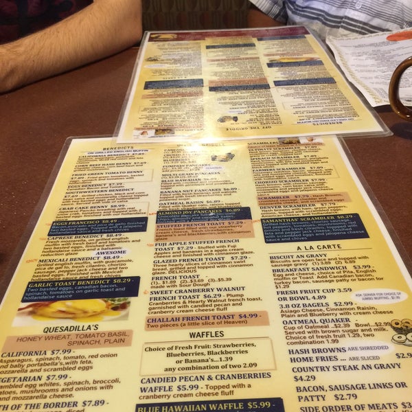 The menu is ginormous and full of AMAZING stuff that veggies can eat! Never been so excited by a diner. Ha e to try the infamous grilled blueberry muffin!