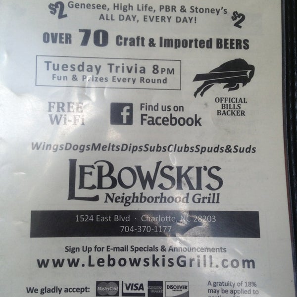 Photo taken at Lebowski&#39;s Neighborhood Grill by Troy P. on 7/14/2013