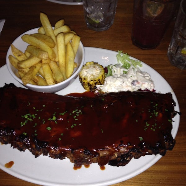 The Rack of Ribs should be renamed to Baby Got Back. The ribs were huge, filling, juicy and appetising. Defo worth it! Give it a go. At £17.50 you can't go wrong! Comes w/ sides also!