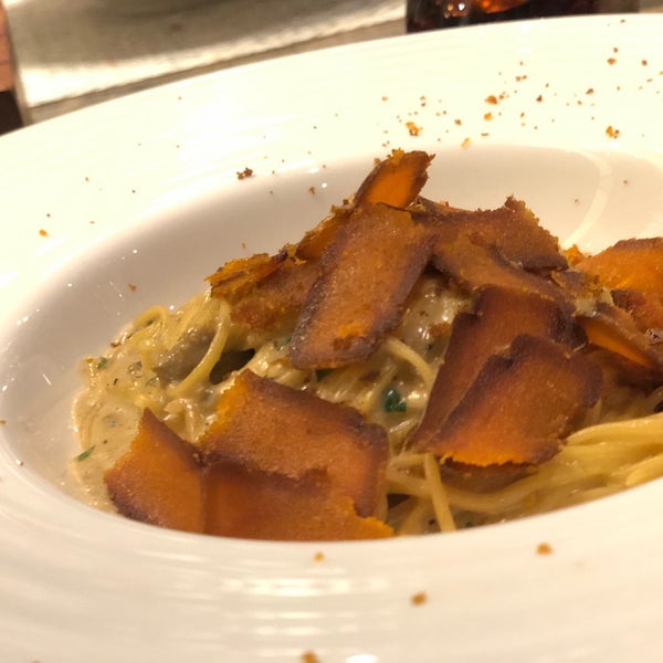 Angel hair with Bottarga and sea urchin is a must