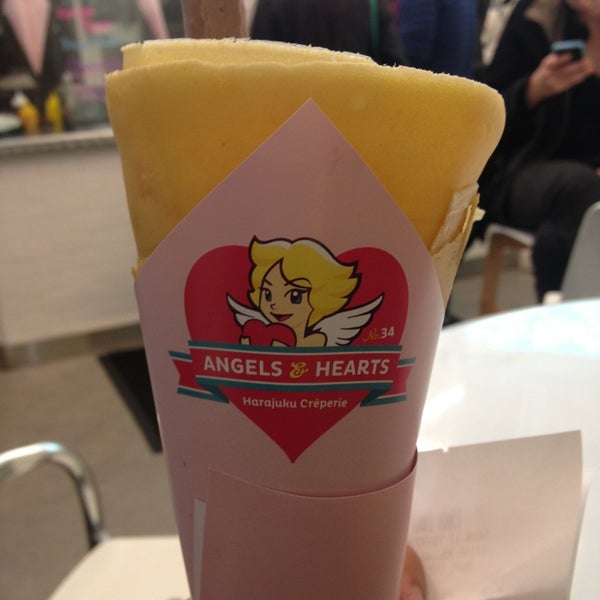 Photo taken at Angels &amp; Hearts: Harajuku Crêperie by Stephie N. on 12/28/2012
