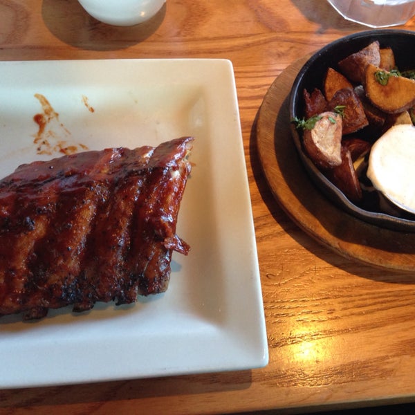 Half rack of baby back ribs with potato wedges