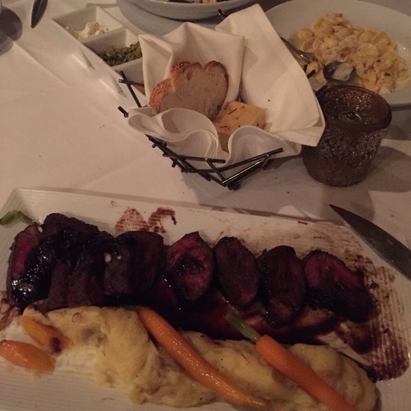 Portions are HUGE. Lobster mac and cheese as an entree. Don't even know why they have it as a "side order" hanger steak was delicious. Bread and spreads mouth watering.