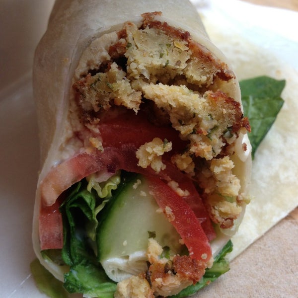Hot falafel wrap is AMAZING. Anything with cold falafel is dry and gross :(