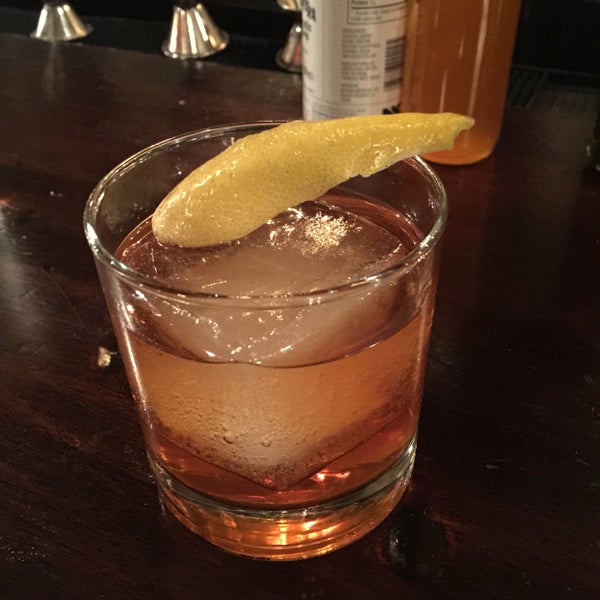 The default rye for an old fashioned is old overholt -- a little spicy, a little sweet. A nice block of ice to keep it cold.