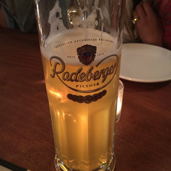 you can enjoy the german/austrian beer list two ways: a pint (pictured) or a slightly more moderate stangen (think highball glass). the latter (of course) makes it easier to explore the list.