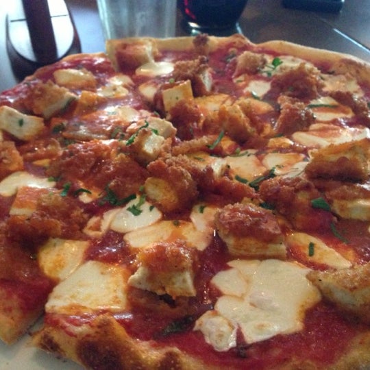 Pizzas are larger than you think. Great for sharing. Try the Buffalo Chicken pizza, it's a delicious kick in the mouth!