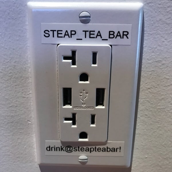 Steap has free wifi. Network: STEAP_TEA_BAR.             Password: drink@steapteabar!
