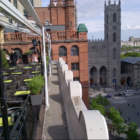 Photo taken at Terrasse Place d&#39;Armes by steve m. on 5/9/2013