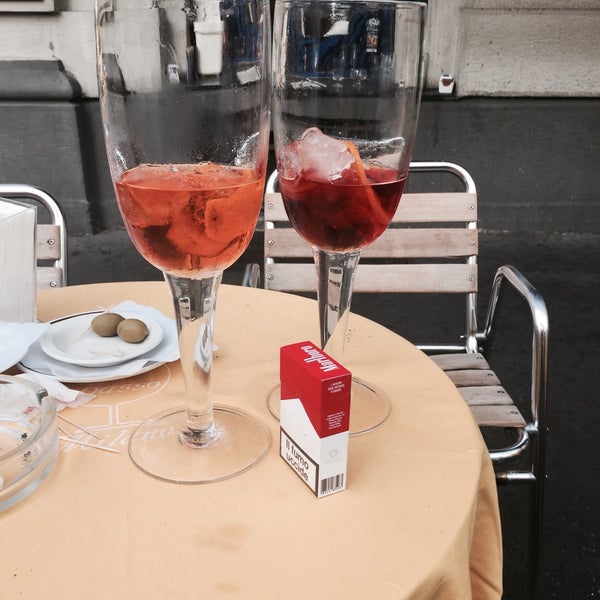 You must try negroni and Aperol Spritz in their huge glasses with a brick of ice.