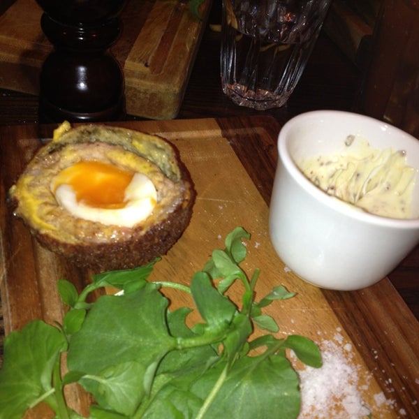 Burgers are very very good, but try the Wild Boar Scotch Eggs.