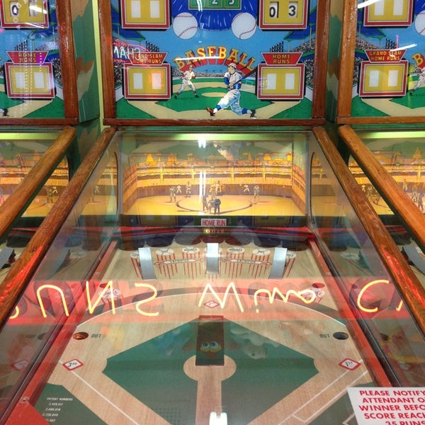 Stop in and drop a few quarters in the old timey arcade baseball machines. 110 runs is the record set by a man in his eighties. Try to top that!