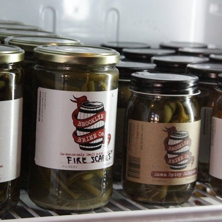 The food is pickle-centric-- with a big selection from the Brooklyn Brine factory right around the corner. Try the extra-hot "Fire Scapes" and five-spice ramps.