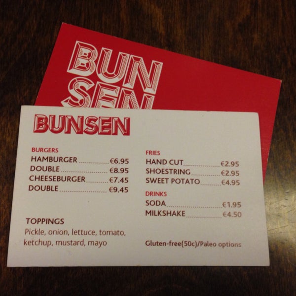 Few options but very good burgers. Chocolate milkshake was delicious as well. The menu was written on the business card.