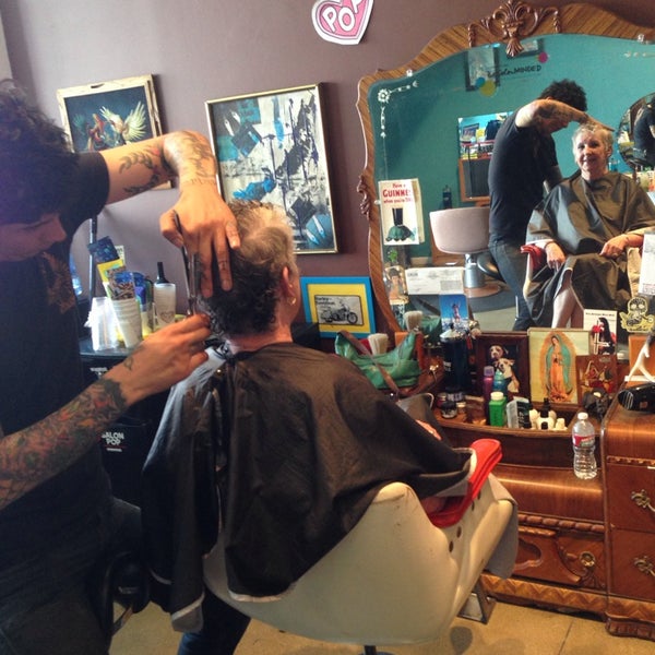 Photo taken at Salon Pop &amp; Barber Shop by Laura L. on 5/1/2014