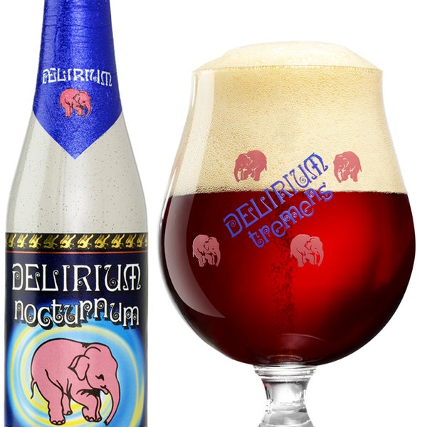 Si quieres ver elefantitos rosados toda la noche, tienes que probar la cerveza belga Delirium Nocturnum, negra, muy suave, triple fermentación y 8.5%, maravillosa