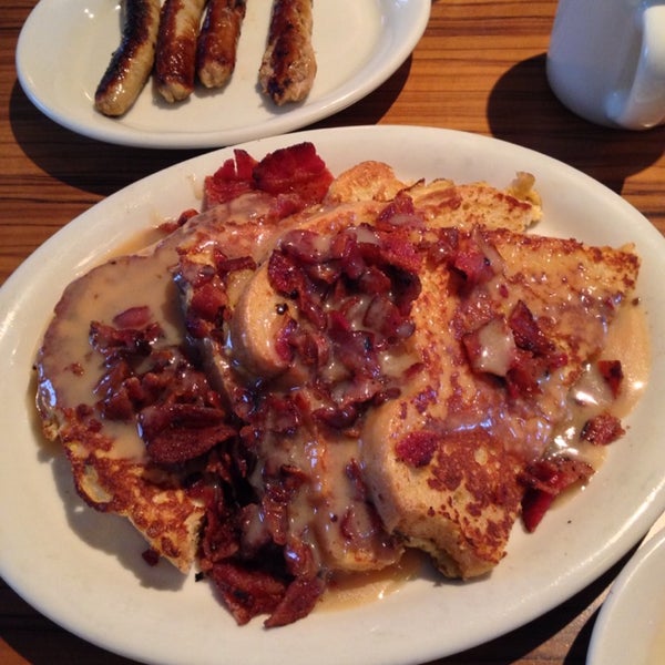 Holy smokes I had the bacon-maple glazed french toast. Not only was it amazing, but it was enough for two! Can't wait to try this place again the next time I'm in town.