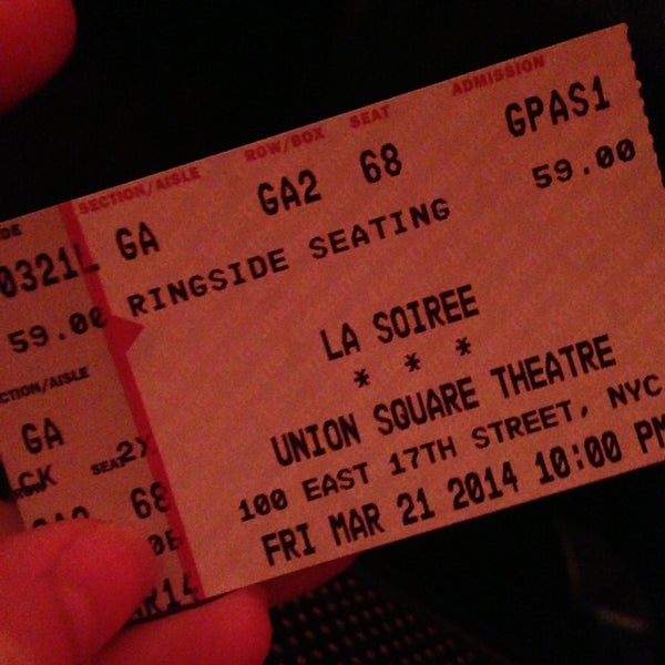 Photo taken at Union Square Theatre by Rica C. on 3/22/2014