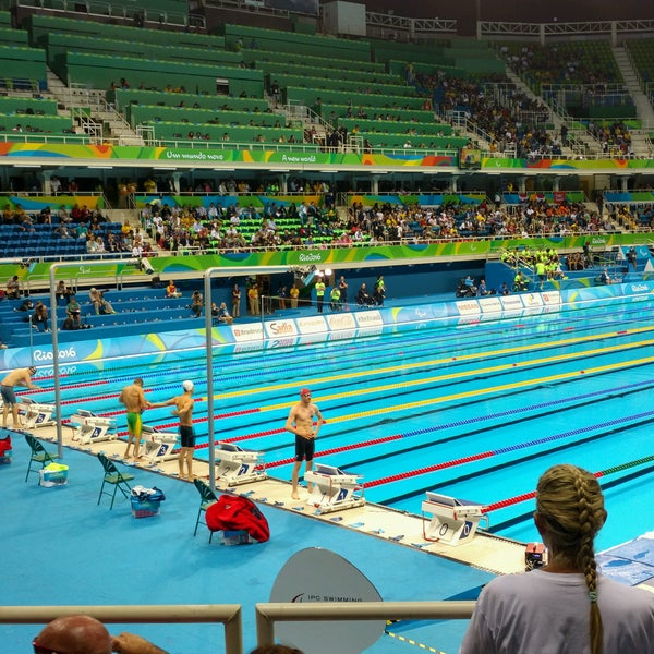 Photo taken at Olympic Aquatics Stadium by Gustavo R. on 9/8/2016