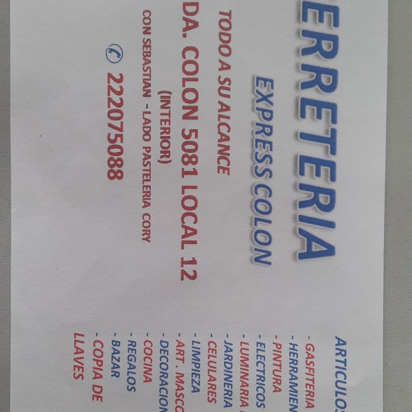 Ferretería Express Colón Hardware Store in Las Condes