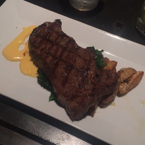 Market ribeye with hollandaise and Parmesan fingerling potatoes