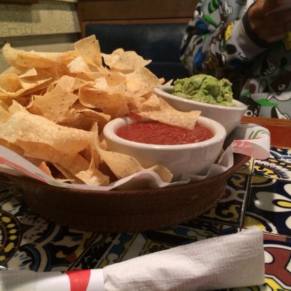Chips guac and salsa, starting our meal off right ;)