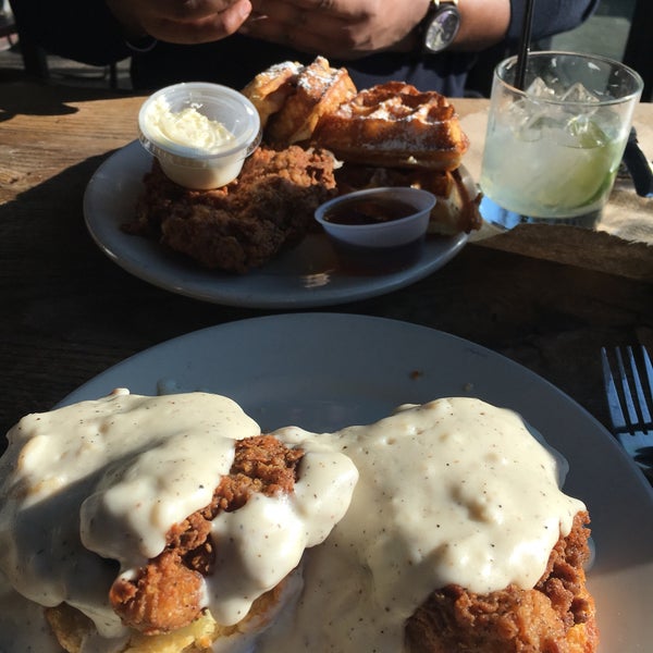 Brunch is awesome! Anything with the fried chicken is finger licking good.