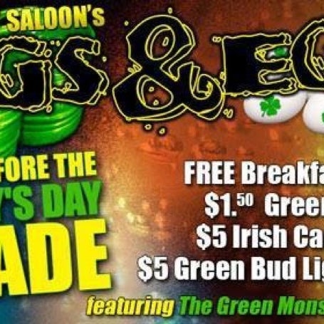 Kegs N Eggs party March 15th! Open at 8AM, free breakfast and $1.50 green beer 🍀🍻