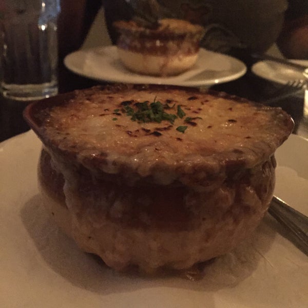 French onion soup... chocolate mousse dessert yum