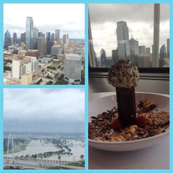 Delicious grilled chicken sandwich, brisket sandwich, and don't miss out on their signature dessert (an edible replica of reunion tower). Plus, your views will change (revolving restaurant).