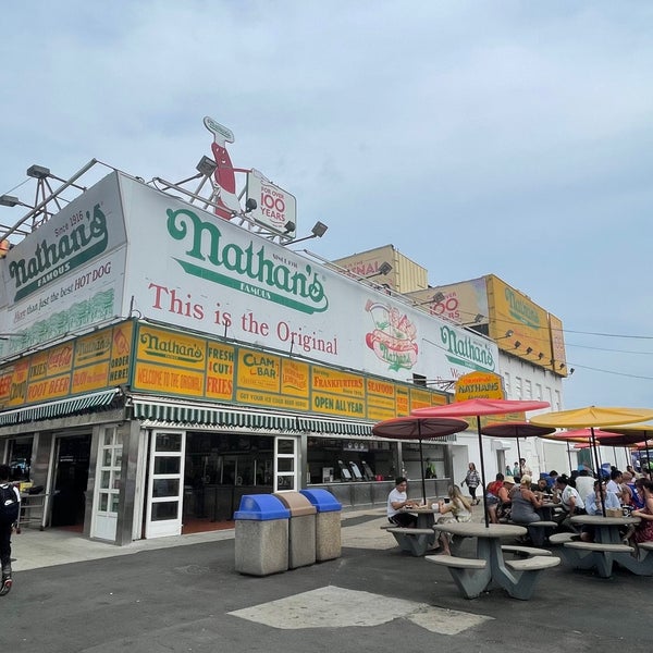 Photo taken at Nathan&#39;s Famous by Tom M. on 7/27/2022