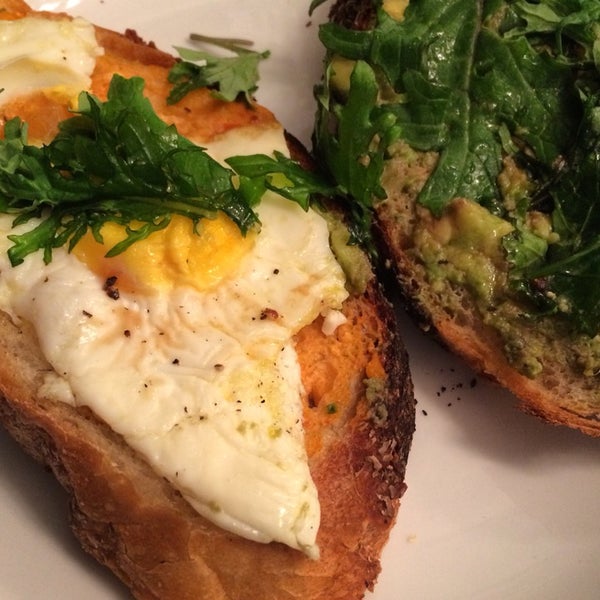 The Weekend Reviver is one great sandwich---egg, arugula, pimento cheese, and avocado on sourdough bread