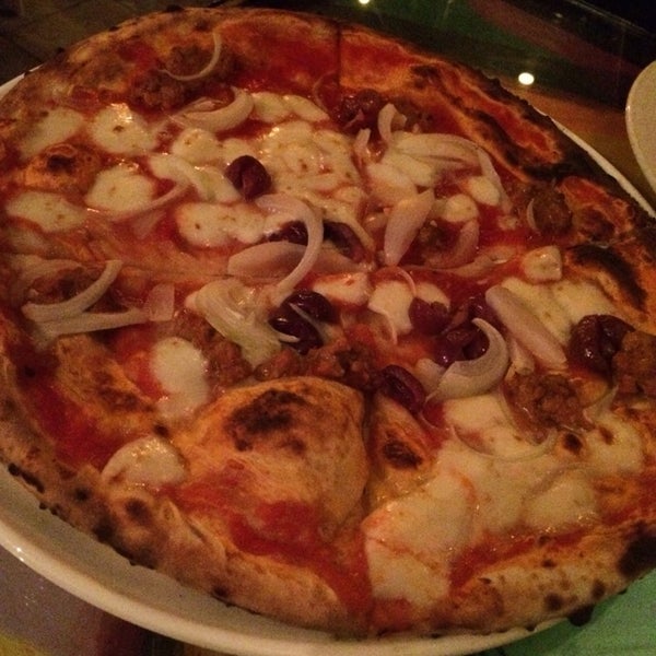 Great pizza, this is the Rustica--mozzarella, olives, onion and sausage
